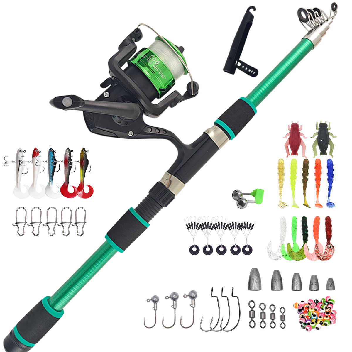 Spincast Reel - Portable Telescopic Fishing Rod & Reel