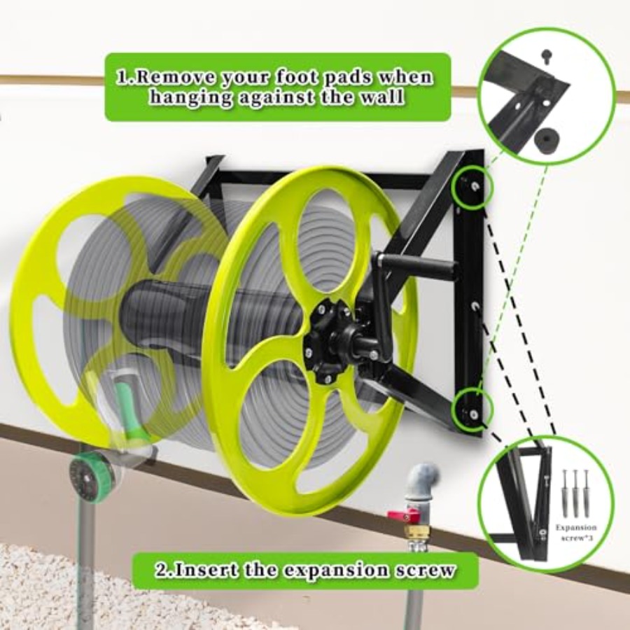 Stainless Steel Garden Hose Re - Reel Handle reseña y precio