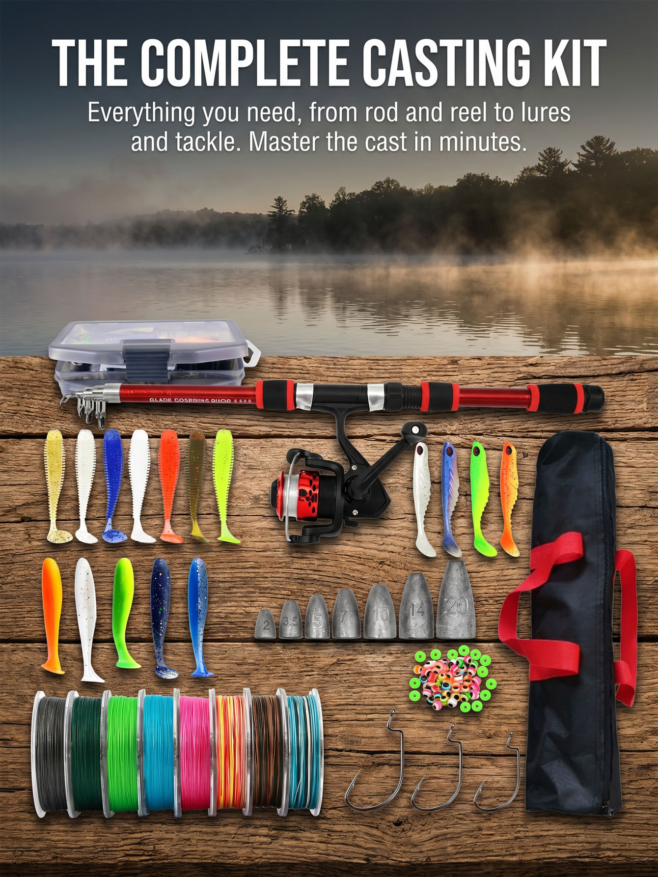 Fishing Rod Reel Combos Collap - Spincast Reel reseña y precio